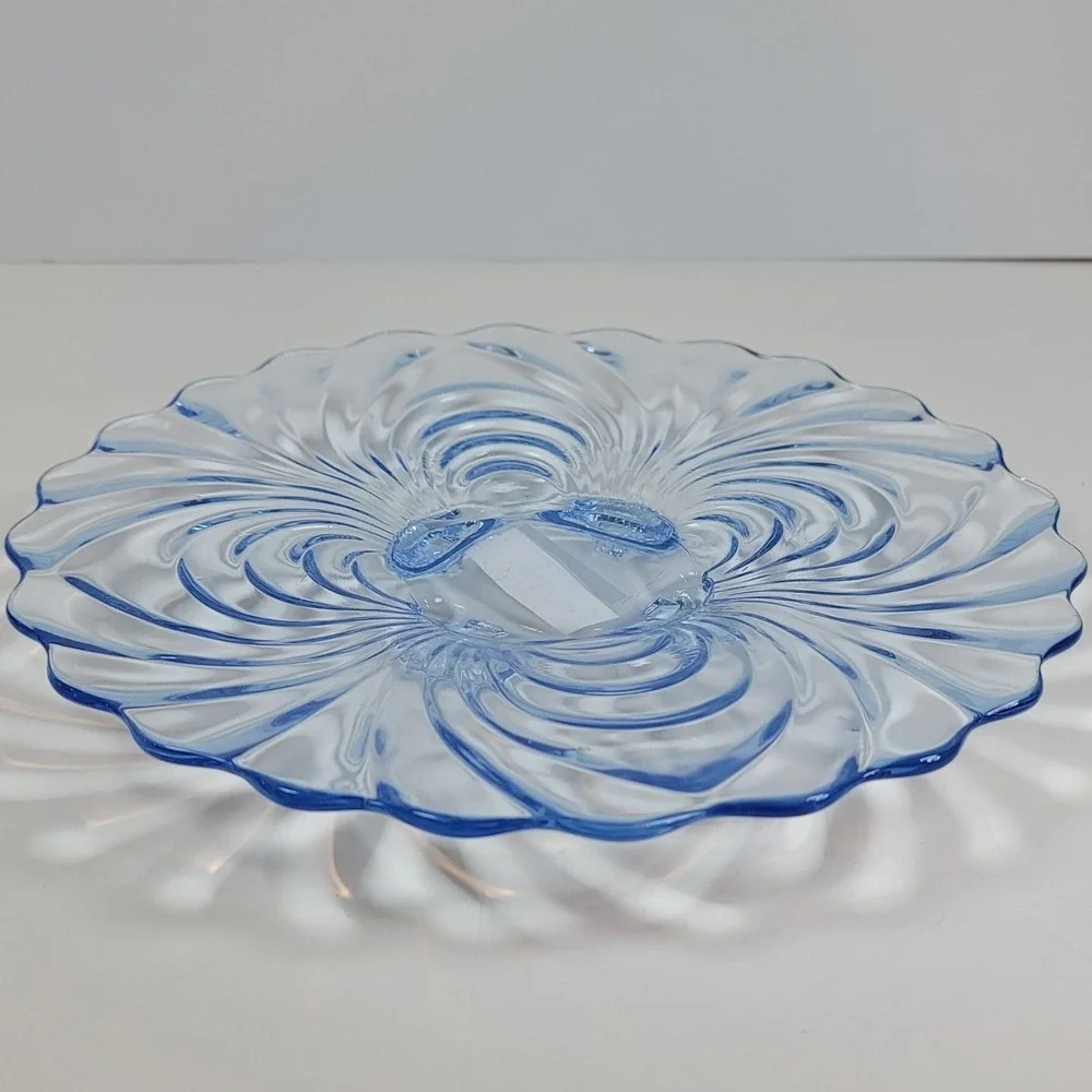 Vintage Cambridge Caprice Moonlight Blue 4-Toed Torte Plate 11.5